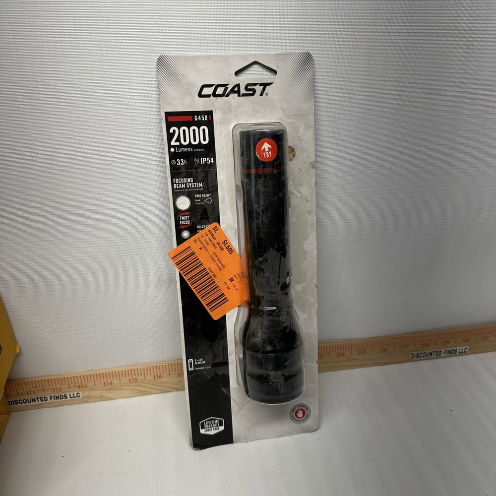 Coast LED Handheld Flashlight G450 2000 Lumens Alkaline 33h IP54 B14