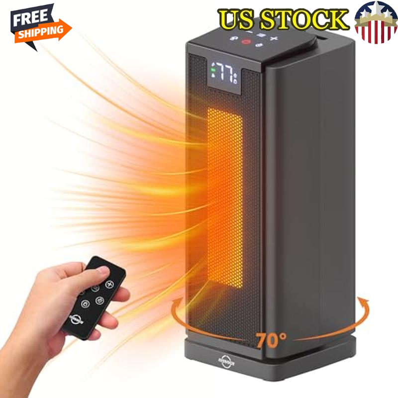 Indoor Space Heater 1500W W/ Remote & Thermostat Quiet Oscillation Safety Timer
