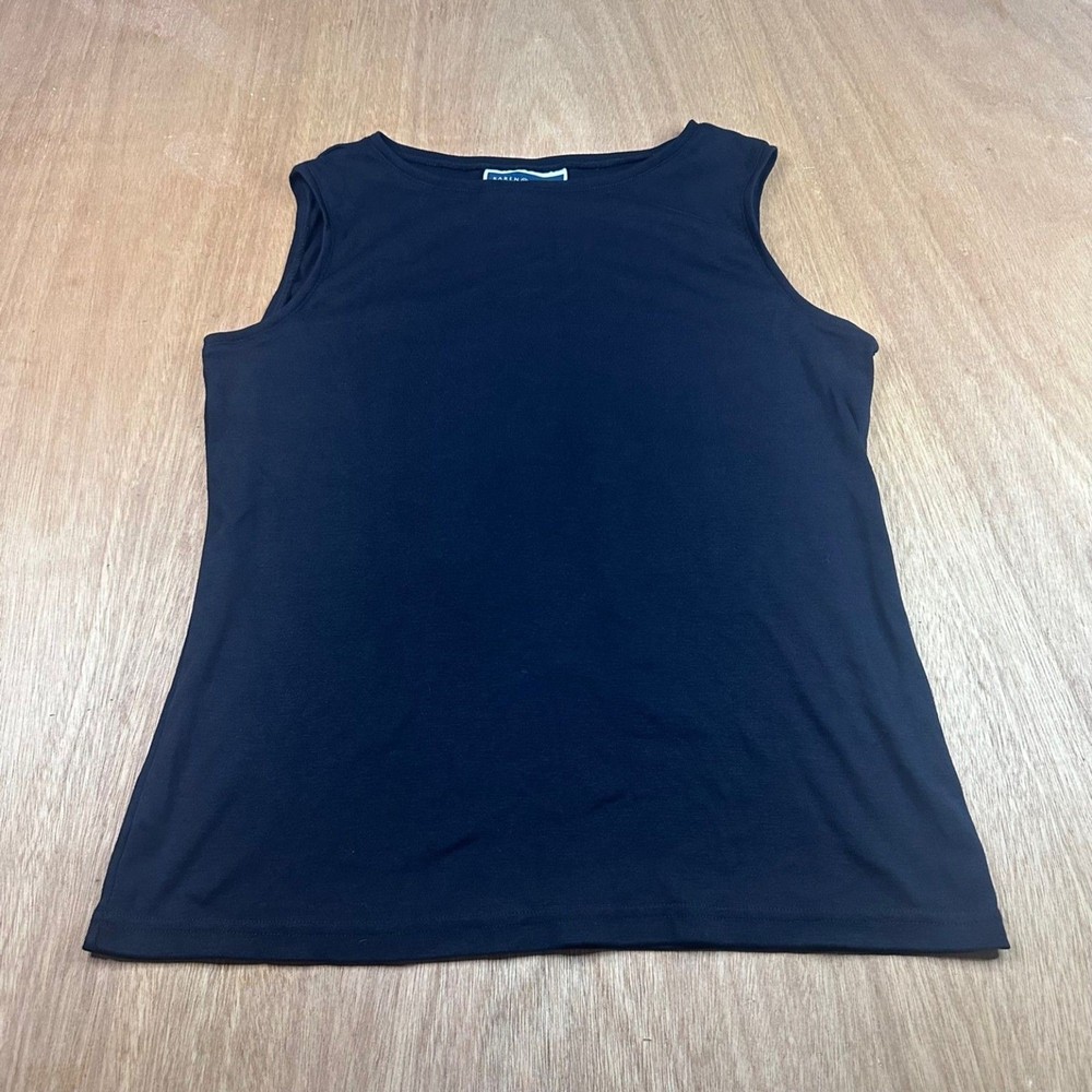 Karen Scott Sleeveless Top Womens Large Black Cotton Knit