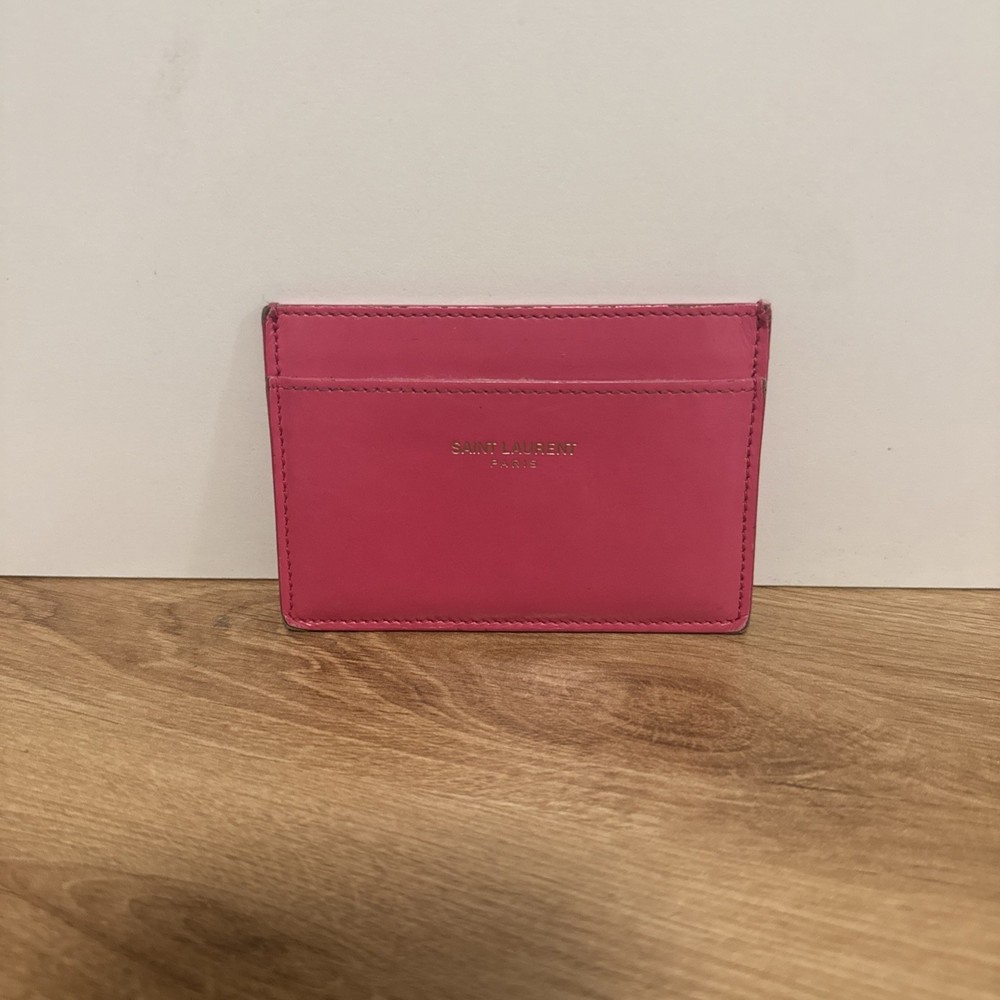 Saint Laurent Pink Leather Credit Card Case Wallet