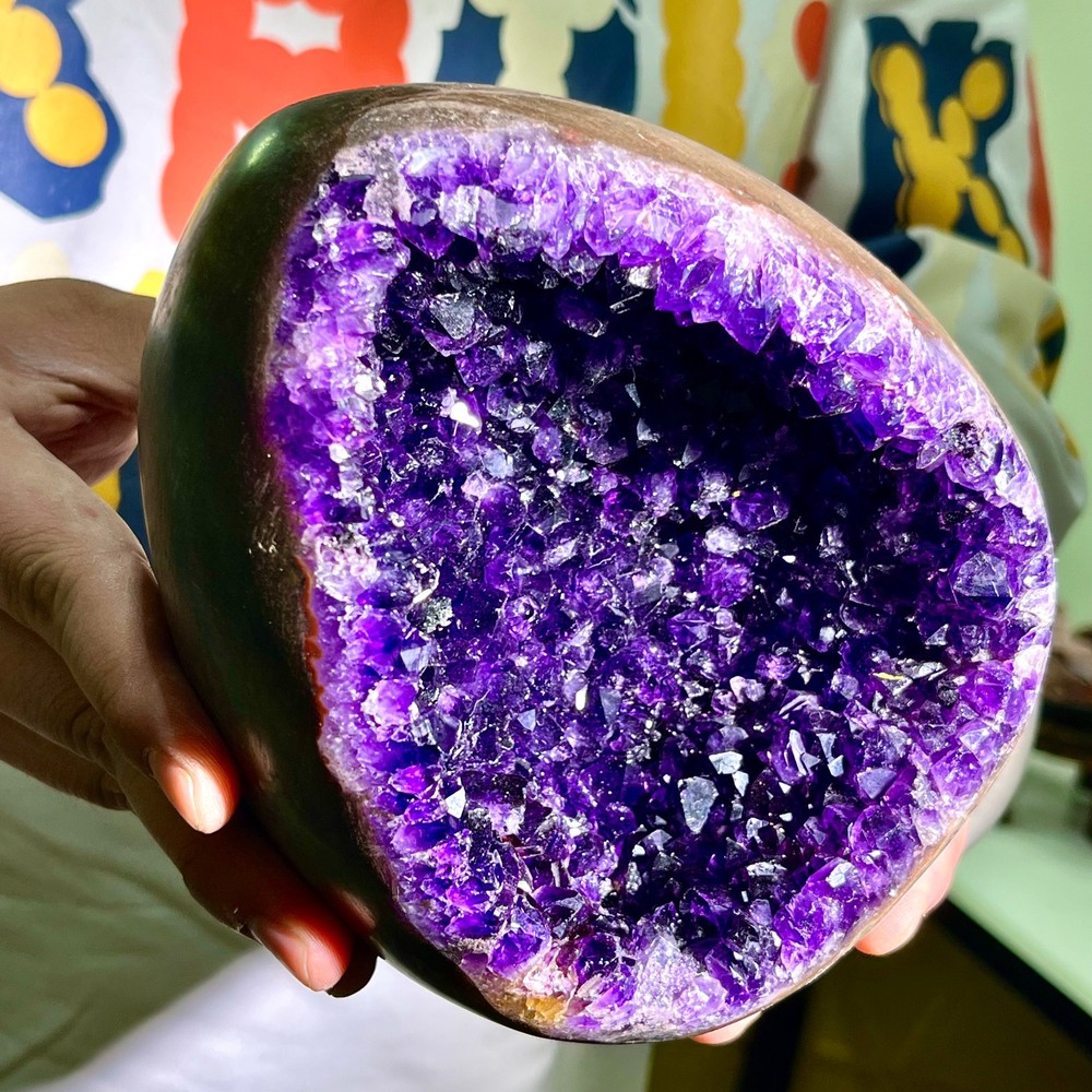 7.22LB Natural Amethyst geode quartz cluster crystal Egg specimen Healing