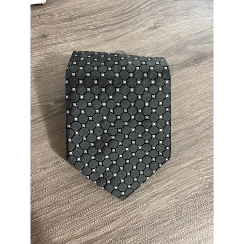 Tommy Hilfiger Gray Circle Pattern Silk Neck Tie