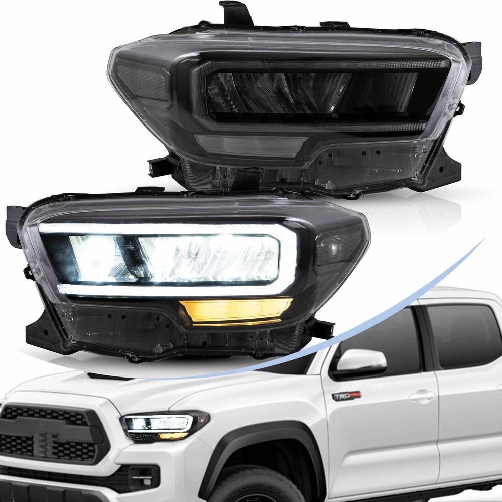 2016-2022 Toyota Tacoma Full LED DRL Headlights with Reflector Assembly - 1 Pair-image