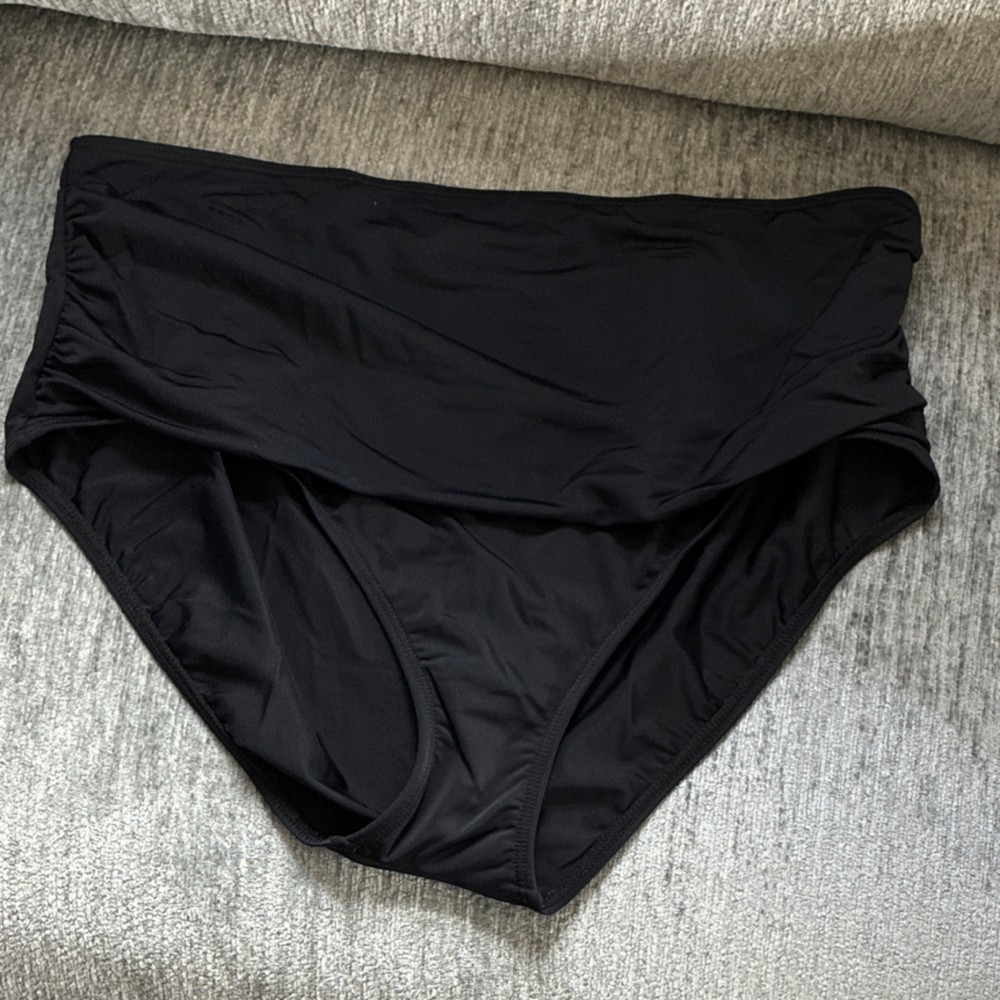 Croft & Barrow Black High-Waisted Stretch Swim Bottom, Women's Plus XXL