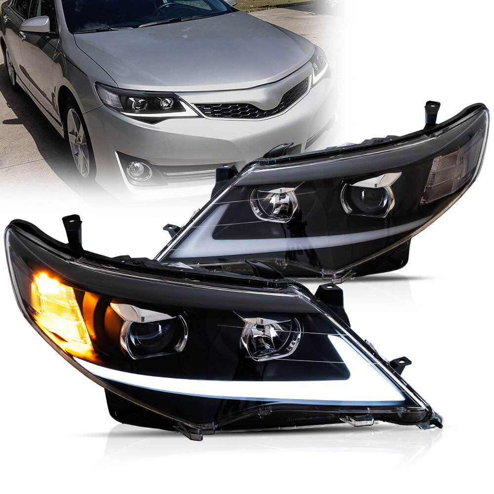 Vland Pair LED DRL Projector Headlights Assembly For 2012 2013 2014 Toyota Camry