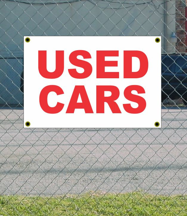2x3 Red & White Used Cars Banner Sign Discount Pricing Free Shipping