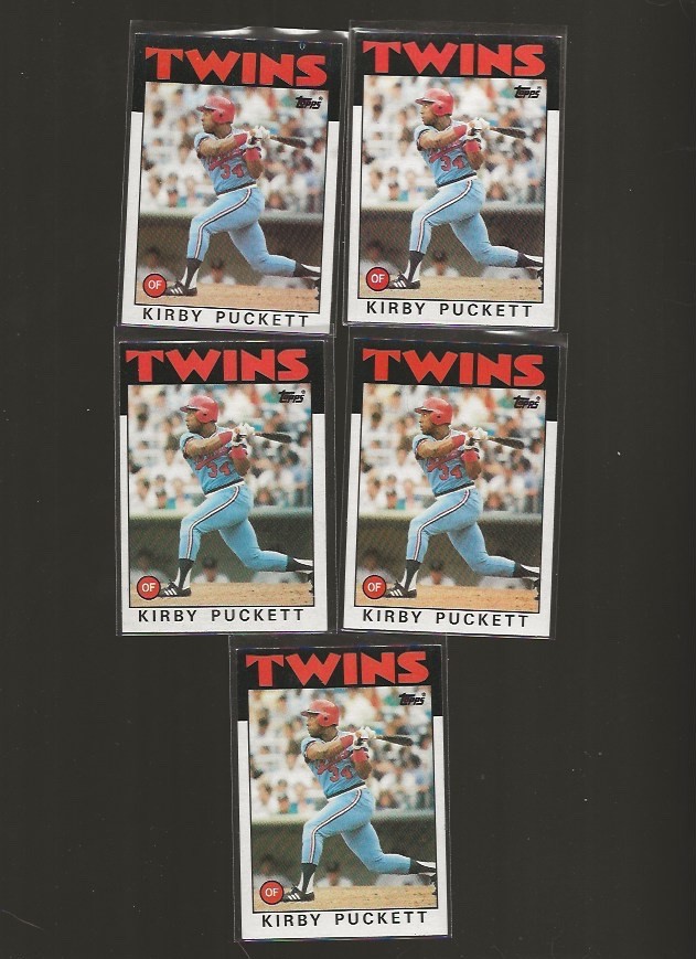 1986 TOPPS KIRBY PUCKETT #329 OF 5 CARDS EX-EX+