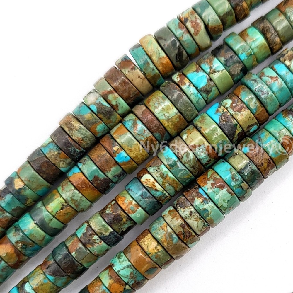 Natural Graduated Turquoise Heishi Beads 4-8mm Green Turquoise 16