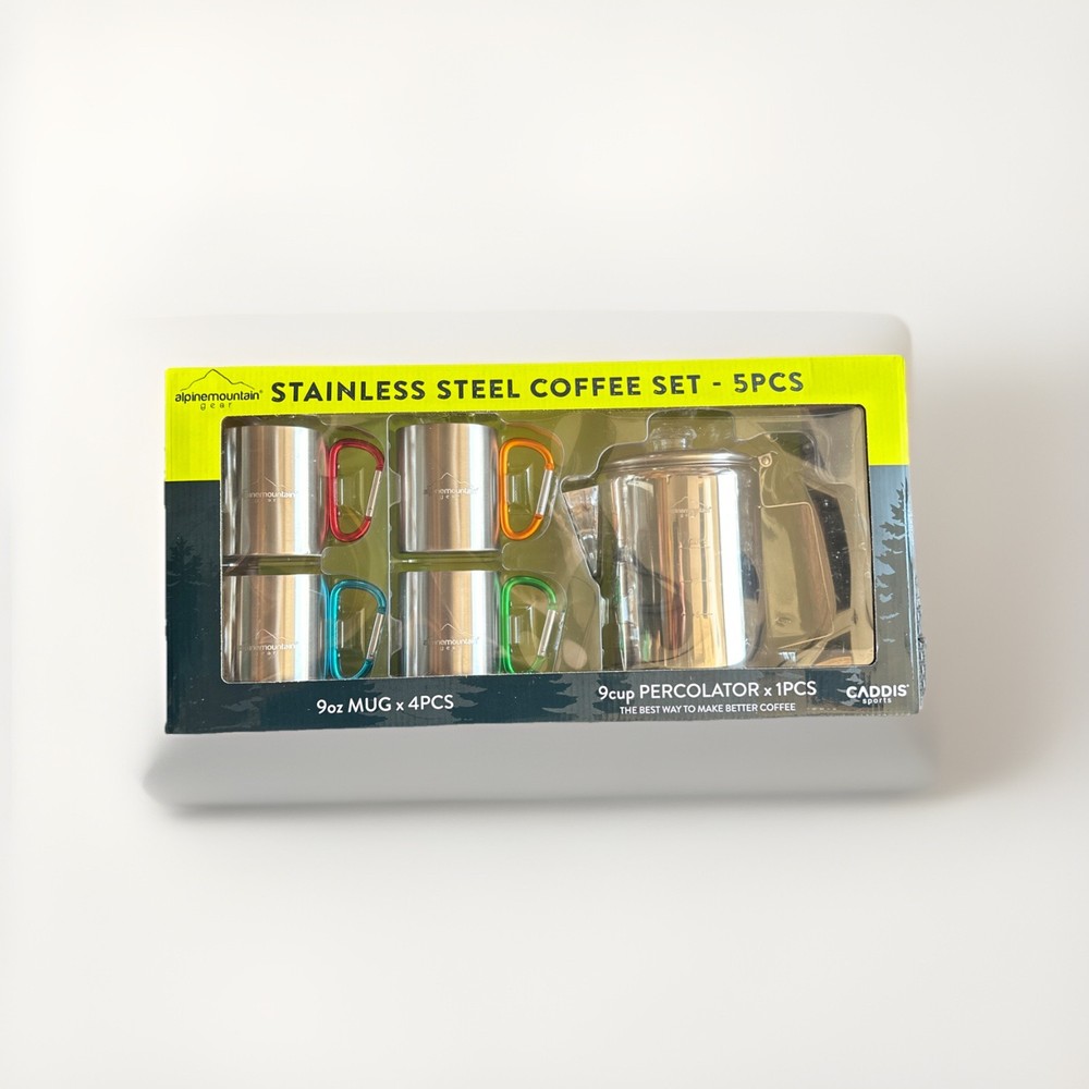 Alpine Mountain Gear 5-piece Stainless Steel Coffee Set 9 Cup Percolator New
