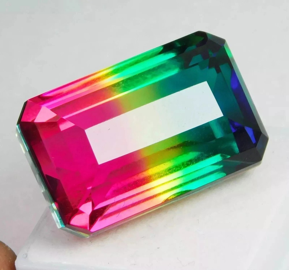 Natural Watermelon Tourmaline Emerald Cut 50Ct EGL Certified Loose Gemstone