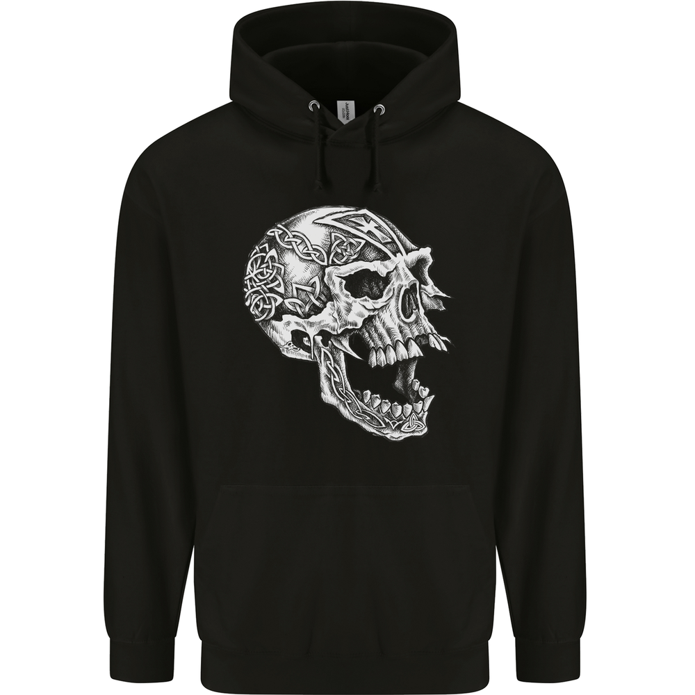 Viking Skull Symbols Mens 80% Cotton Hoodie