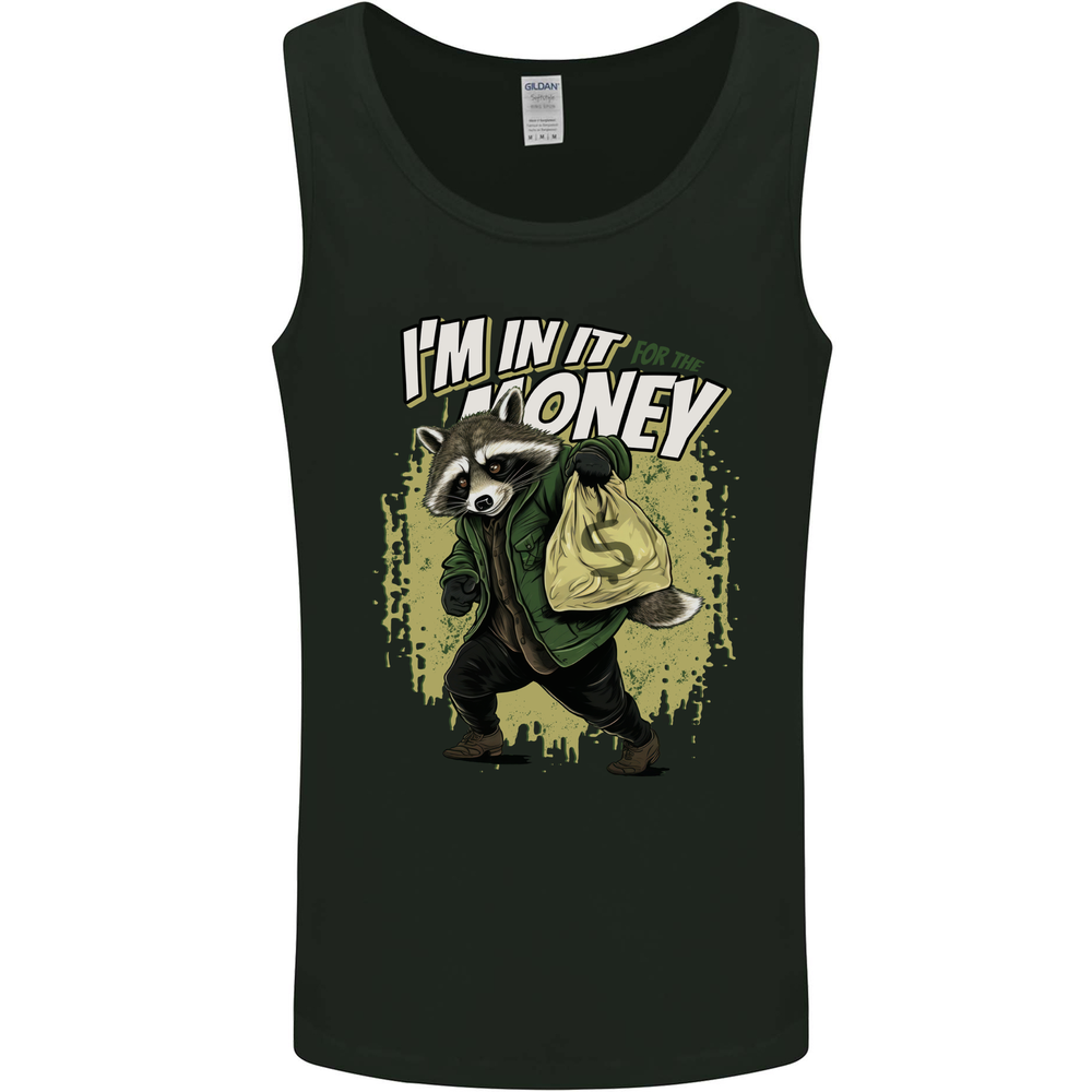 In It for the Money Cash Raccoon Funny Mens Vest Tank Top