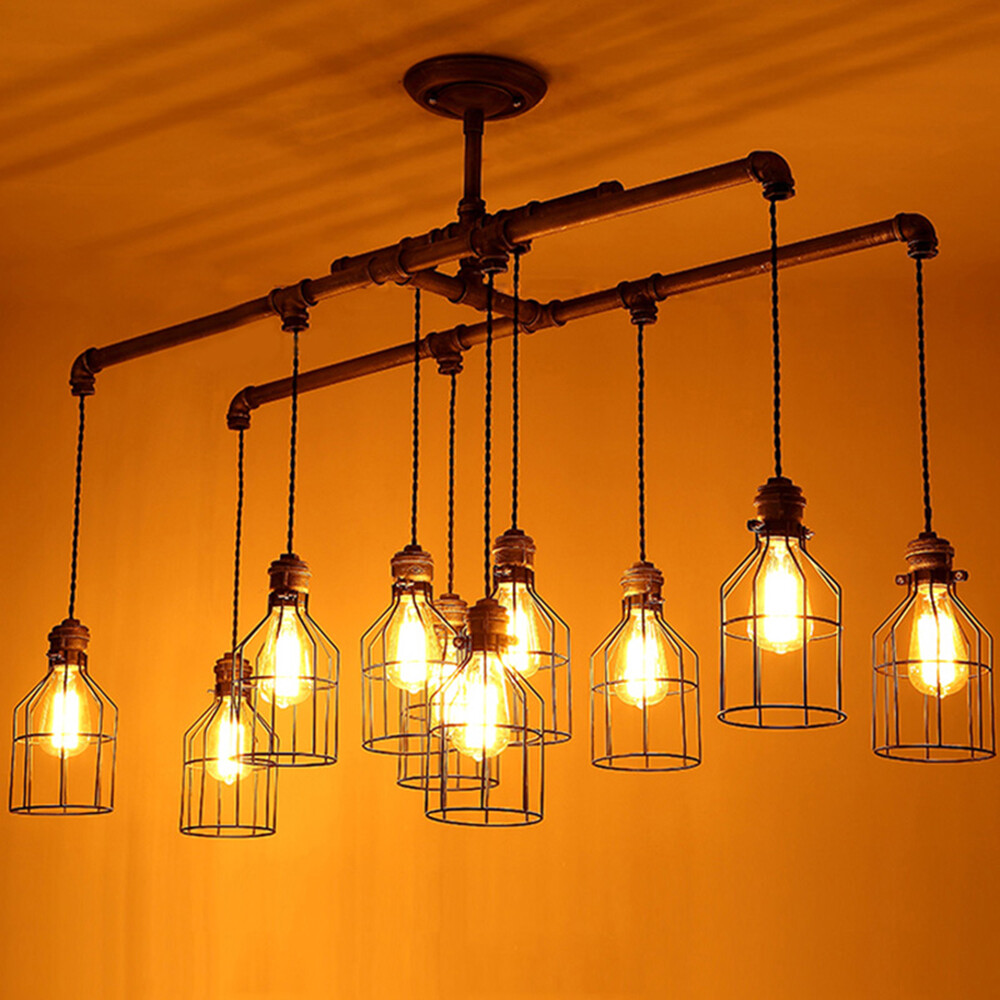 Multi Head Pendant Light Semi Flush Mount Ceiling Light Cage Shade Island Light
