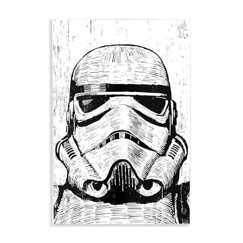 Black and White Star Wars Stormtrooper Distressed Wood Etching Wall Plaque Ar...