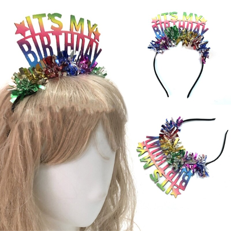 Adult Teens Live Broadcast Birthday Hairband Bling Tinsel Decors Hair Decors