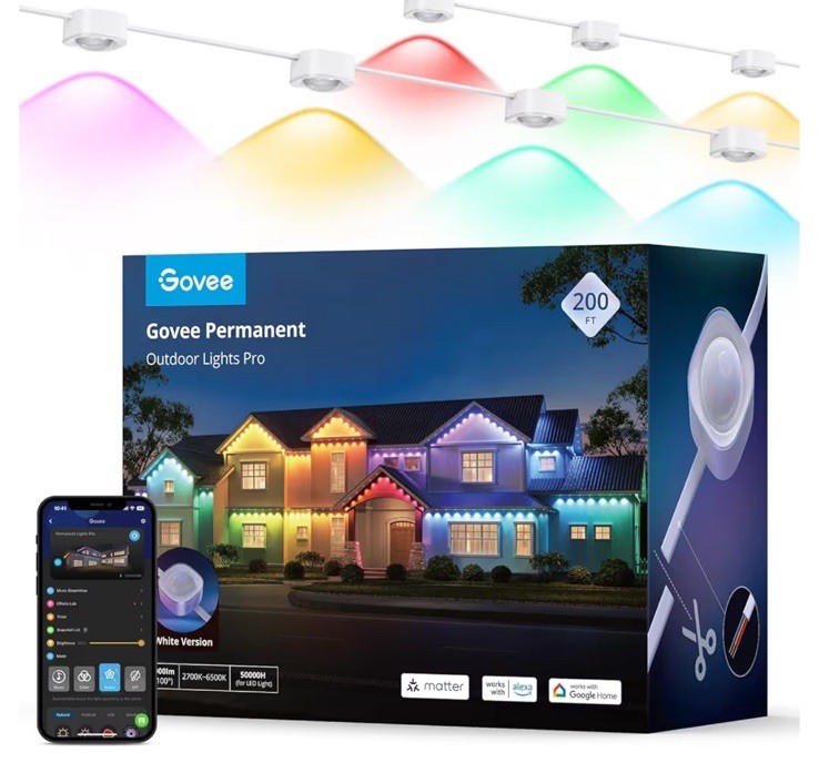Govee 200ft Permanent Outdoor RGBIC Pro Lights with 120 LEDs