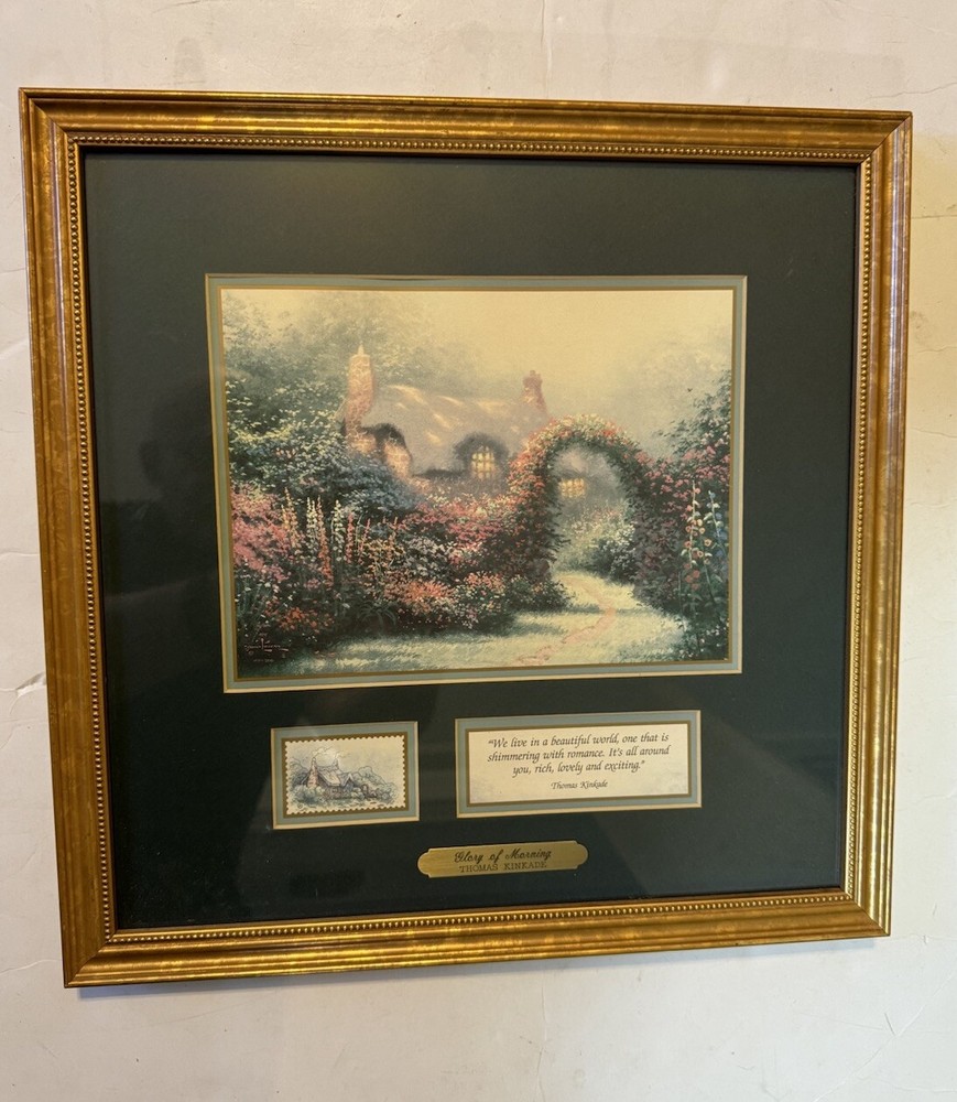 Thomas Kinkade Glory of Morning Framed Matted Print 14.2 Inches with COA