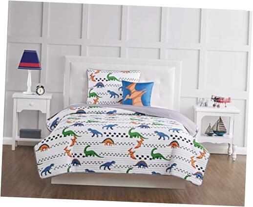 Dino Tracks 4-Piece Quilt Set, Multi Full Multicolor
