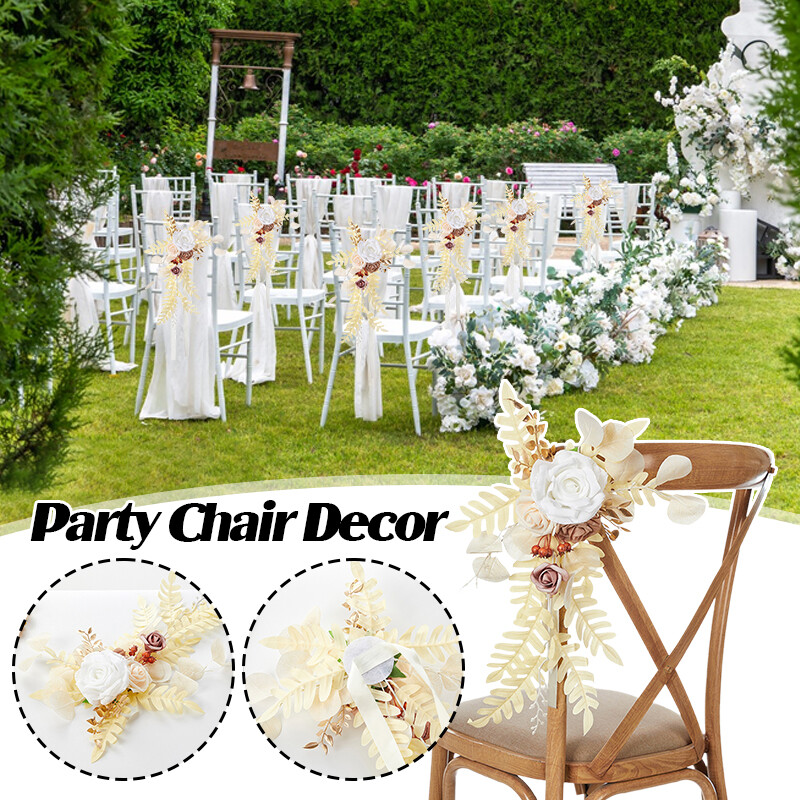 6PC Artificial Pew Flowers for Wedding Aisle Chair and Party Decorations