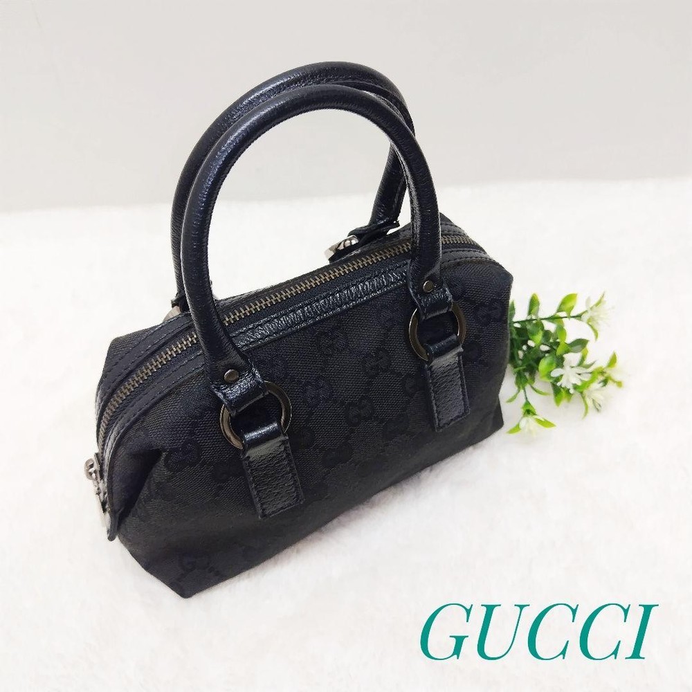 Gucci GG Mini Handbag in Black Leather & Canvas