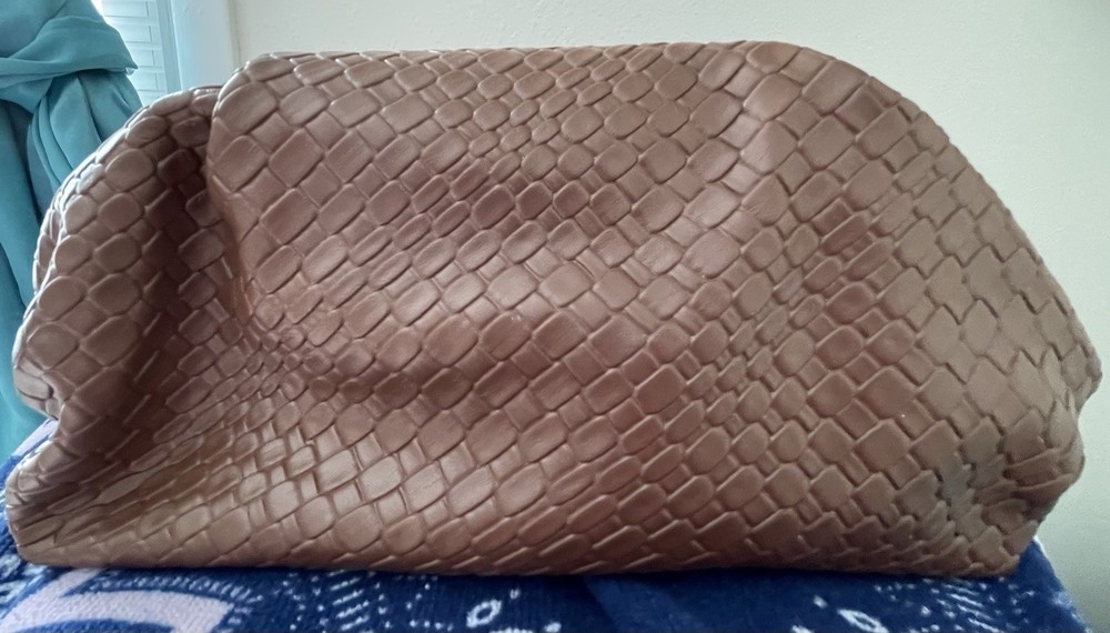 Brown Textured Faux Leather Clutch Handbag New with Out Tags