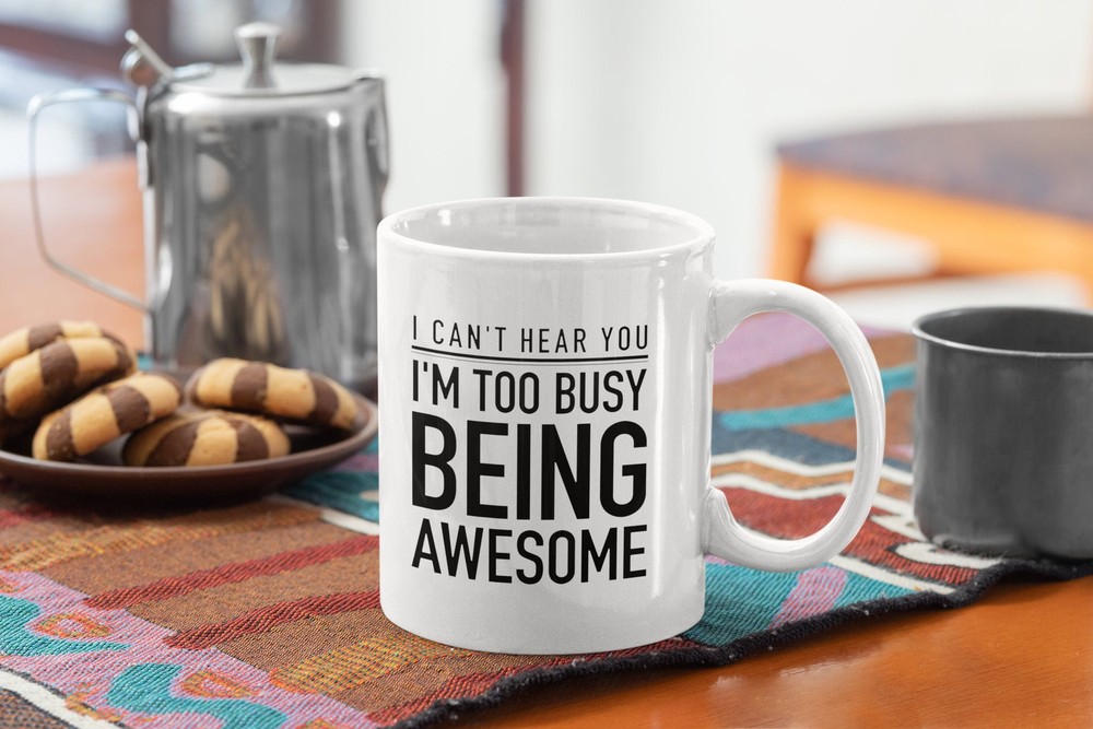 Funny Coffee Mug Gift - I'm Busy Being Awesome - Christmas Present Idea