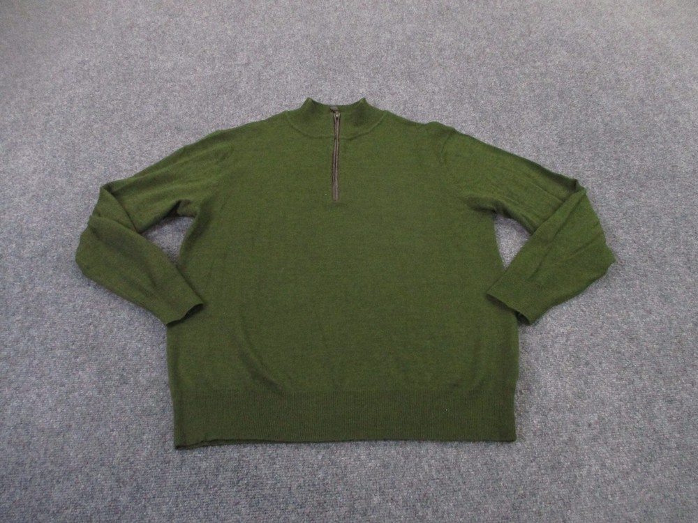 Orvis Sweater Men L Green Wool Outdoor Golf Pullover Hiking Stretch Lightweight