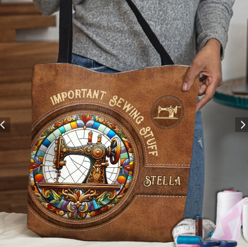 Personalized Sewing Tote Bag, Important Sewing Stuff Handbag