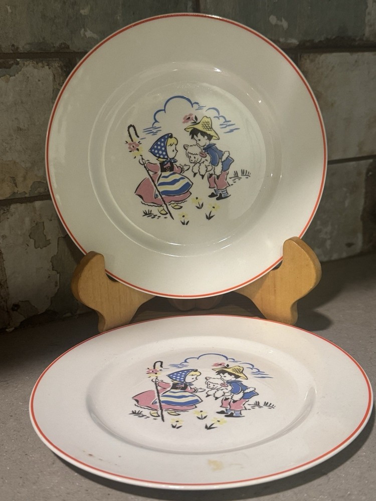 VTG Lot Of 2 Little Bo Peep  Child’s Or Dessert Plate Sterling Furniture Co.