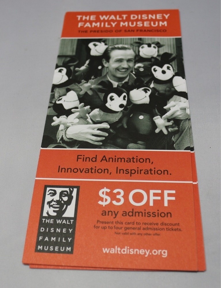 DISNEYLAND MEMORABILIA The Walt Disney Museum Family Flyer Ad Coupon-image