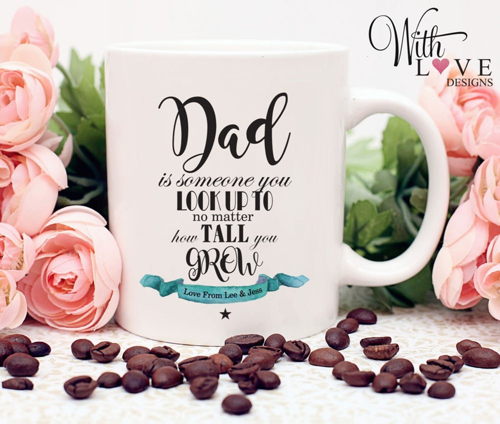Fathers Day Dad Look Up To Hero Coffee Mug Tea Cup Personalised Birthday Custom-image