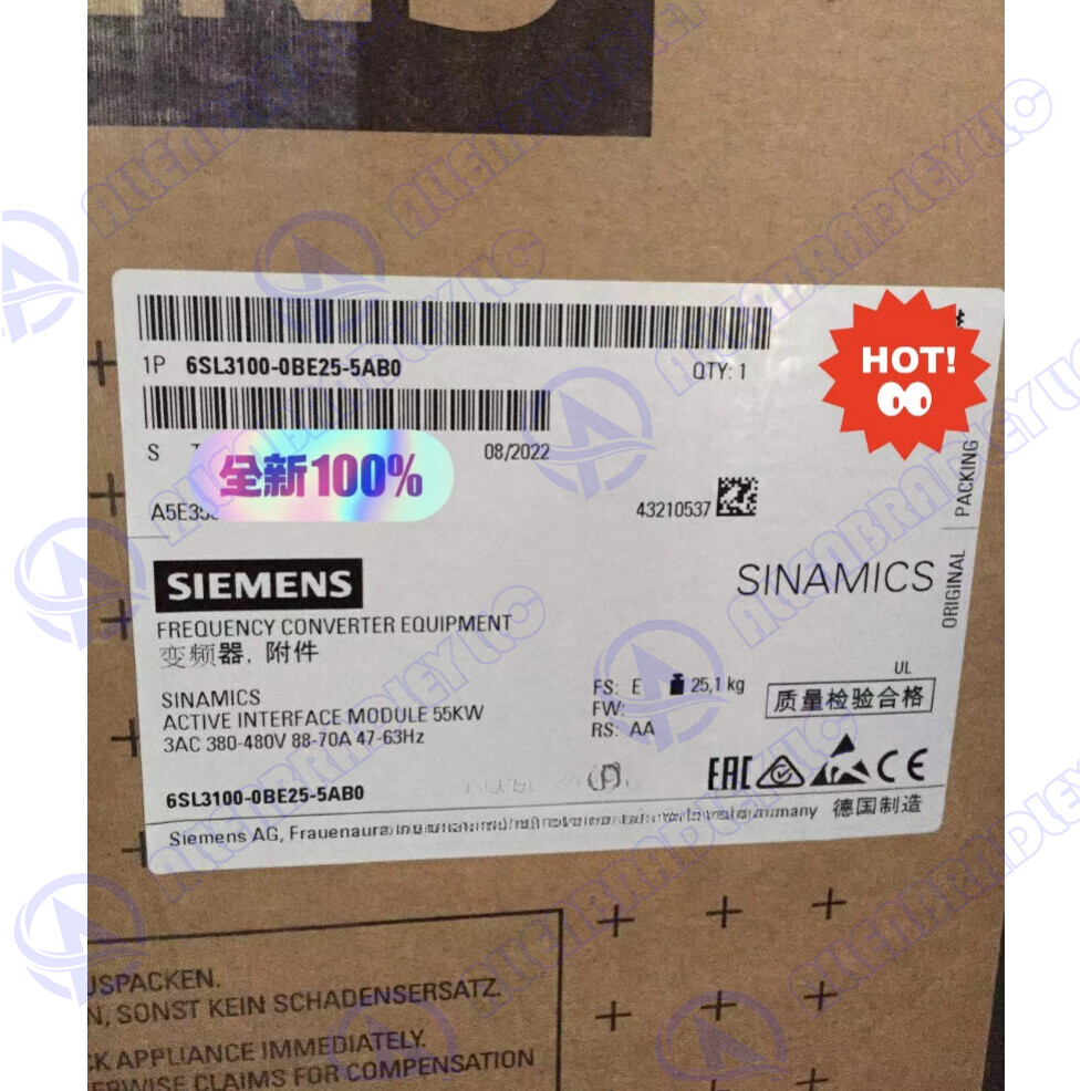 6SL3100-0BE25-5AB0 Siemens SINAMICS S120 Frequency Converter Expedited Shipping