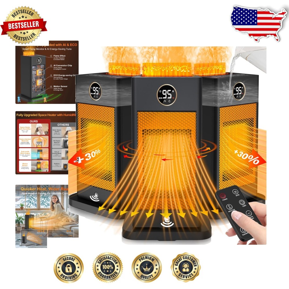 Efficient Electric Space Heater with Motion Sensor & Adjustable Thermostat