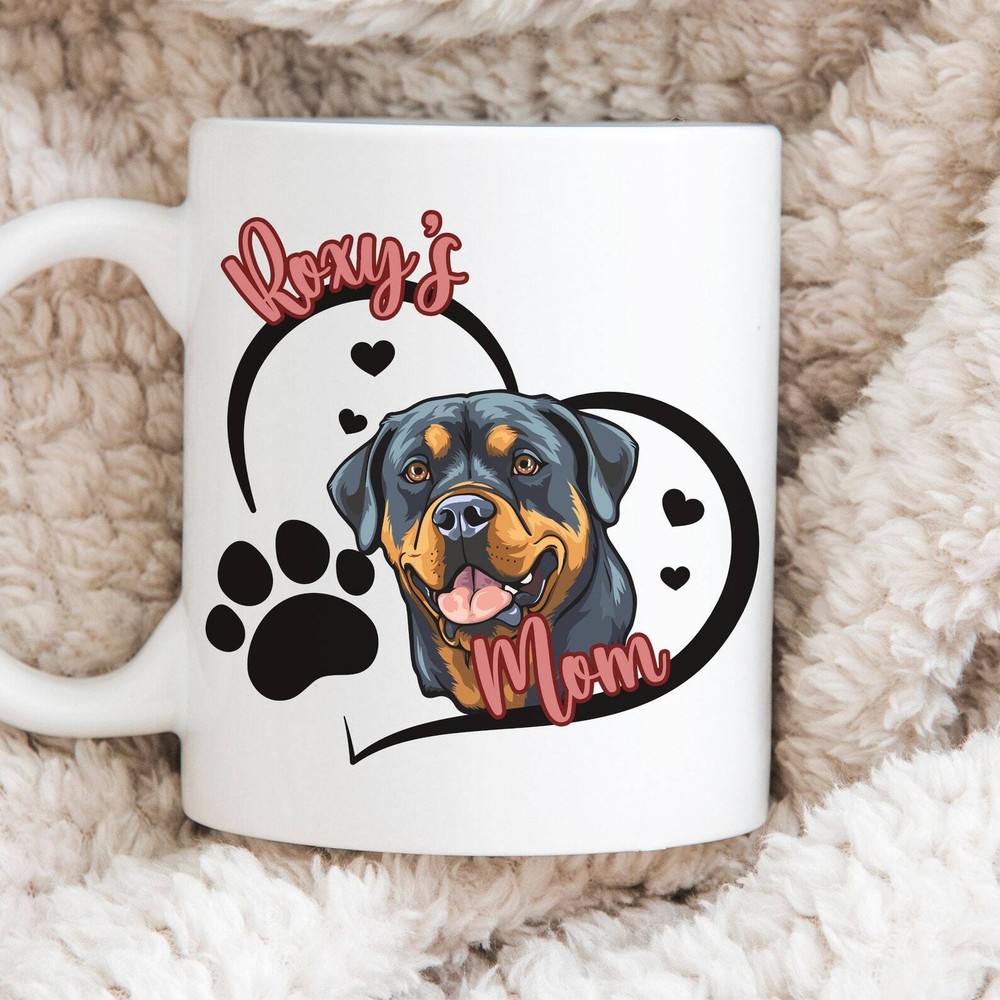 Custom Dog Name Rottweiler Mom Mug Personalized Gift For Dog Mama Birthday New P