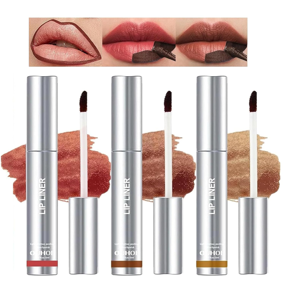 3PCS Long-Lasting Peel Off Lip Stain & Liner Tattoo Set