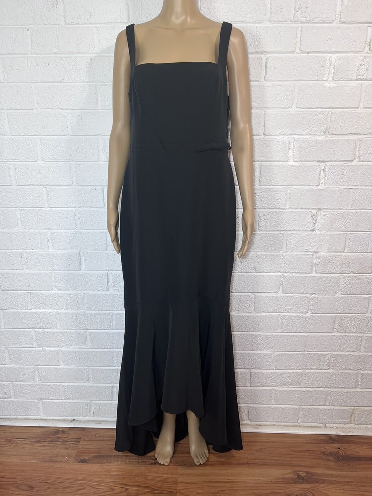 LAUNDRY BY SHELLI SEGAL Square Neck Mermaid Formal Black Gown Dress Size 12 NWT