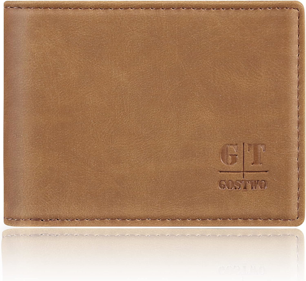 Slim Leather Bifold Wallet for Men with ID Window Front Pocket Design  