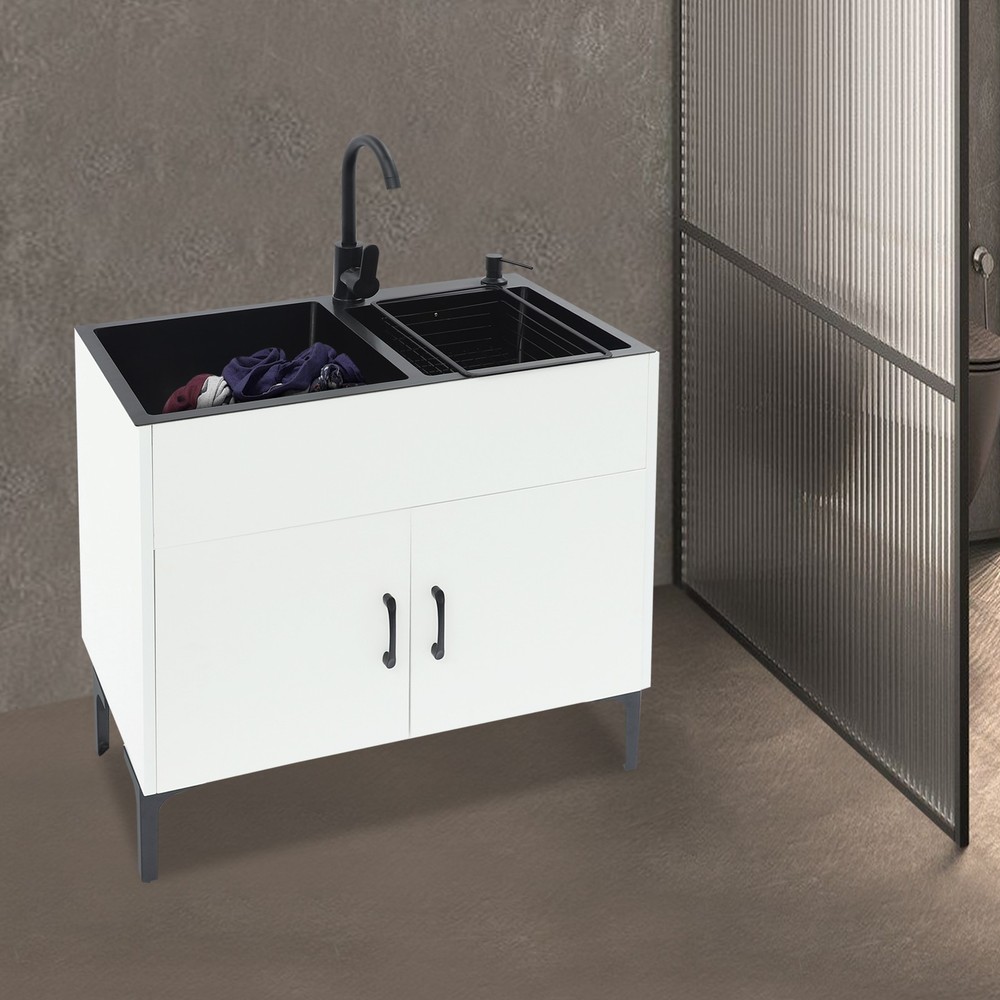 Utility Laundry Sink with Cabinet & Faucet for Kitchen/Bathroom/Restaurant/Hotel