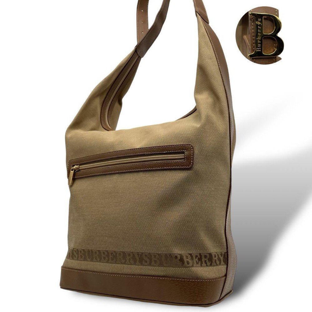 BURBERRY Shoulder one belt A4 PC storage Shoulder Bag Brown Nylon/leather unisex