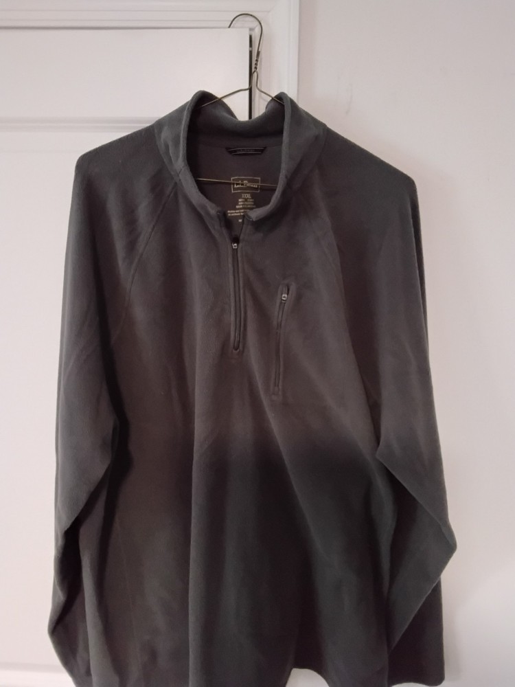 LL Bean Sweater Mens 3XL Gray Pullover Fleece Quarter Zip North Ridge Slightly