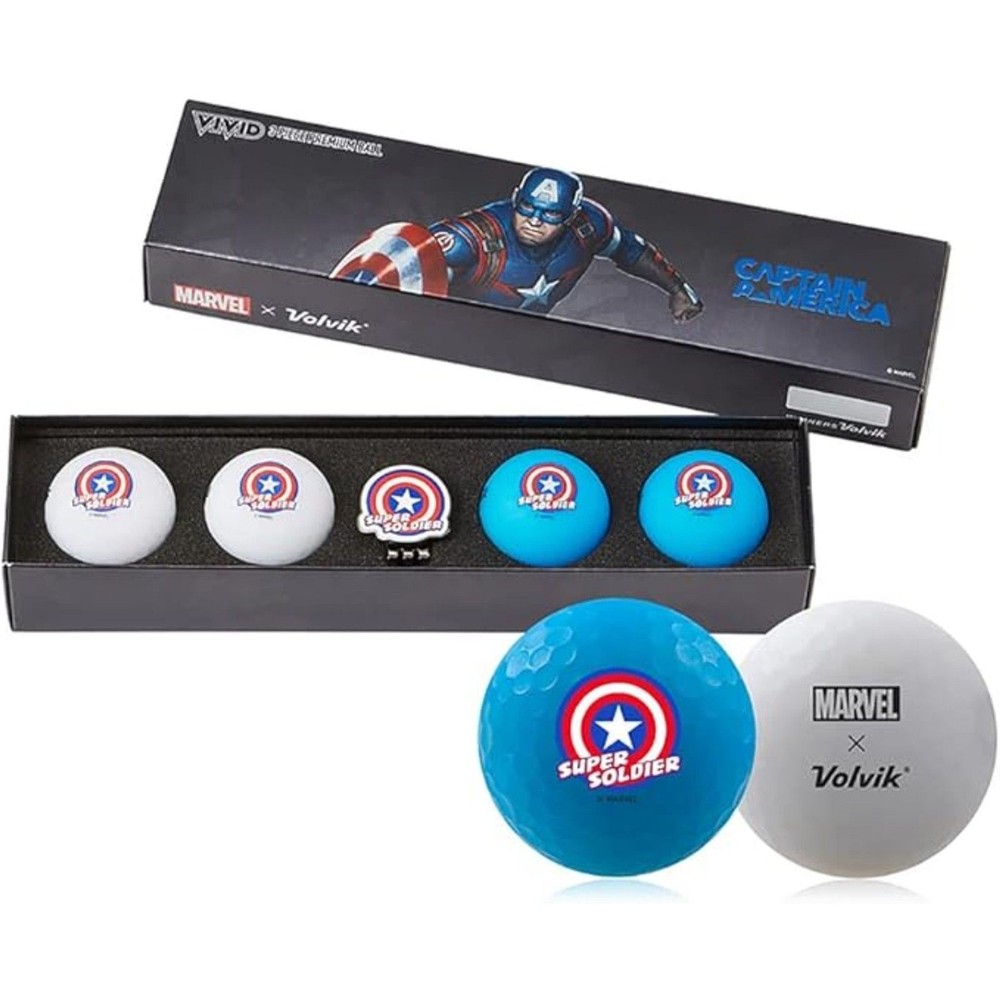 NEW Volvic Golf Ball Marker Marvel Gift Pack 2.0 4 Balls and Marker Set