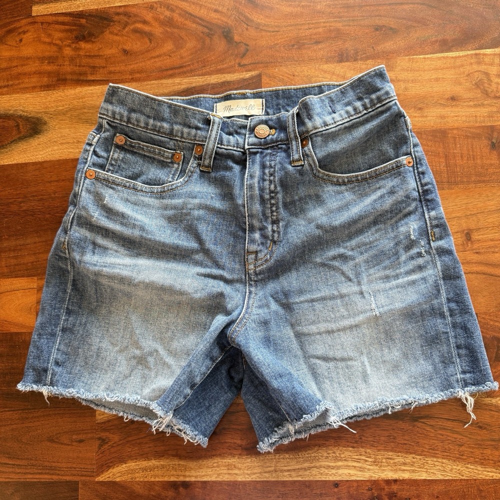 Madewell High-Rise Cut Off Denim Shorts Blue Size 25 Raw Hem