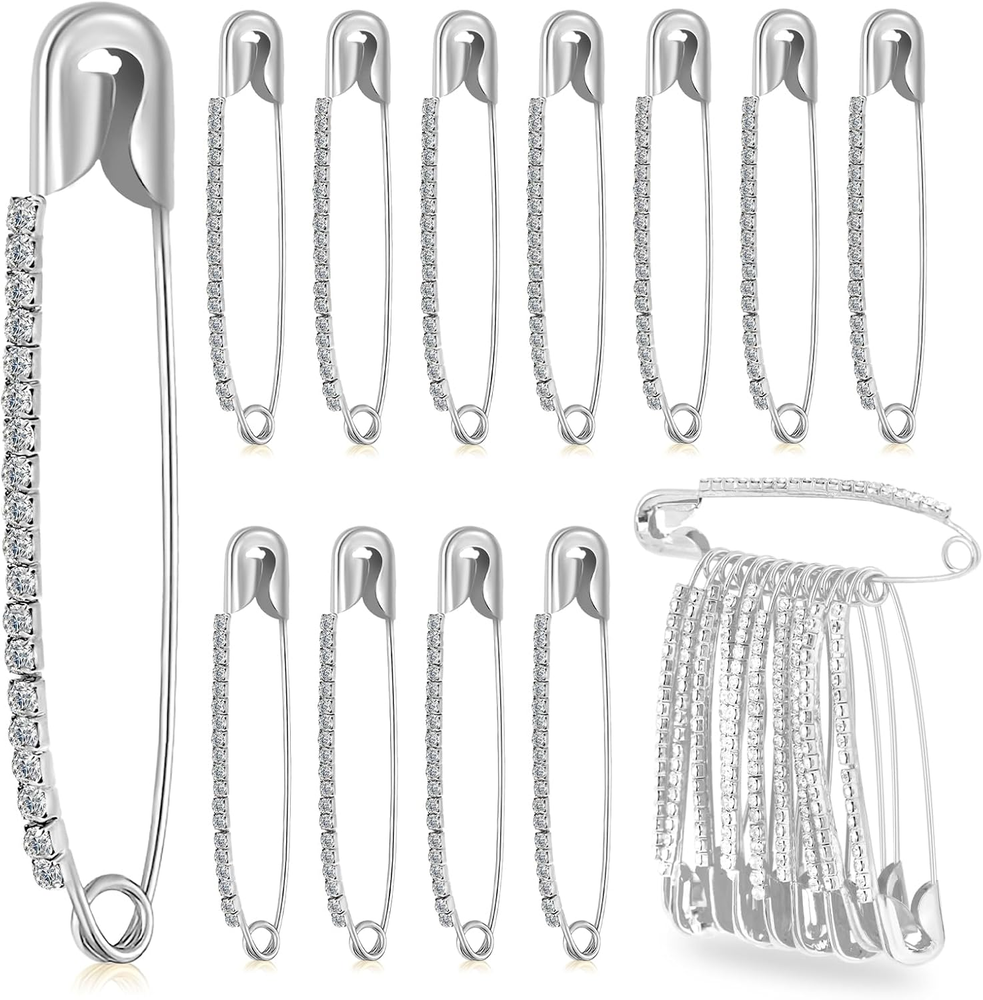 Rhinestone Gold Brooch Pin for Sweaters Shawls and Safety Clips