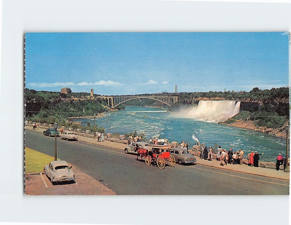 Postcard American Falls & Rainbow Bridge Niagara Falls NY USA