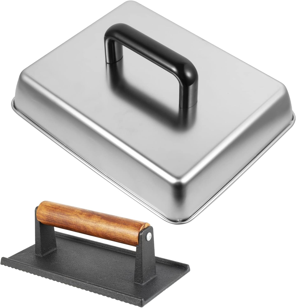 BBQ Melting Dome Basting Cover Grill Press Barbecue Weight Kit for Blackstone