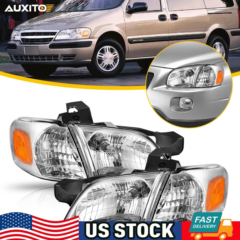 Chrome Headlight Amber Corner Signal for 1997-2005 Chevy Venture Pontiac Montana
