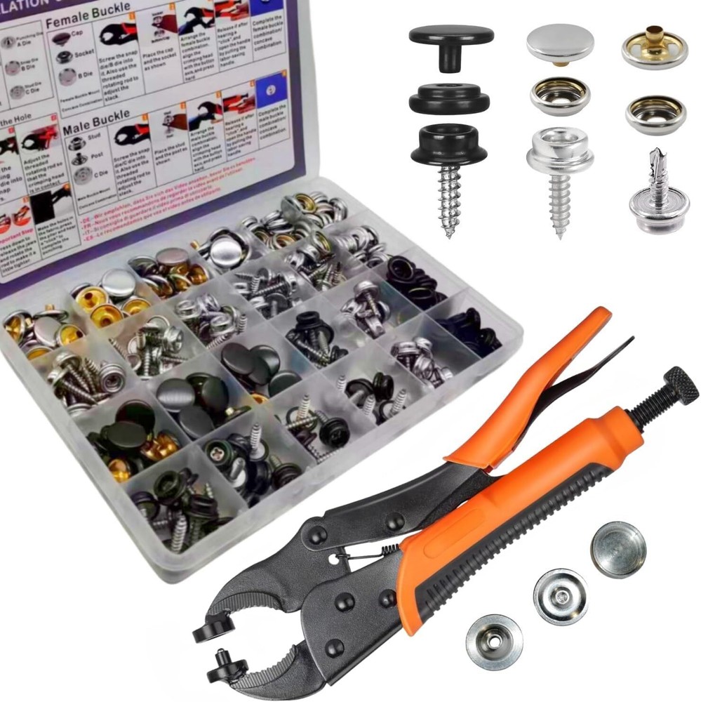 Canvas Snap Kit Heavy Duty Screw Snap Fastener Tool 80 Sets Metal Screw Snaps...