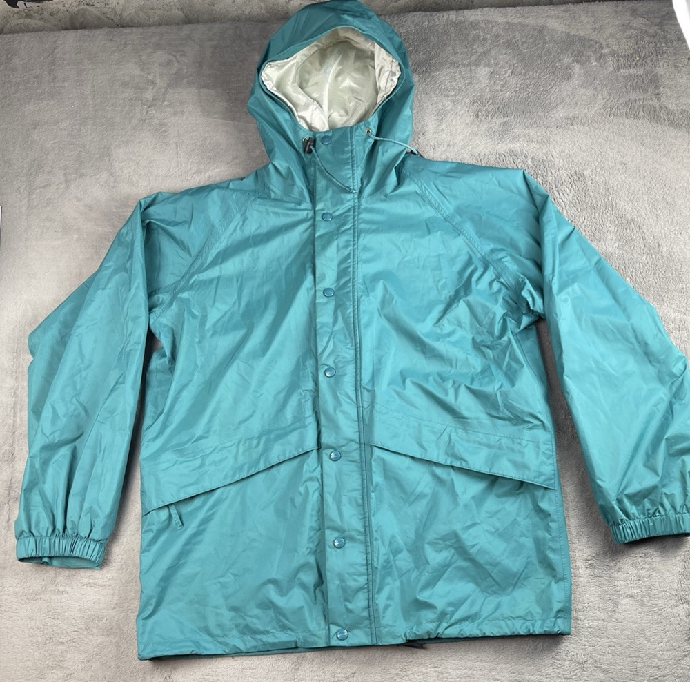 L.L.Bean Mens Tall Large Green Gore-Tex Hooded Windbreaker Full Zip Down Jacket