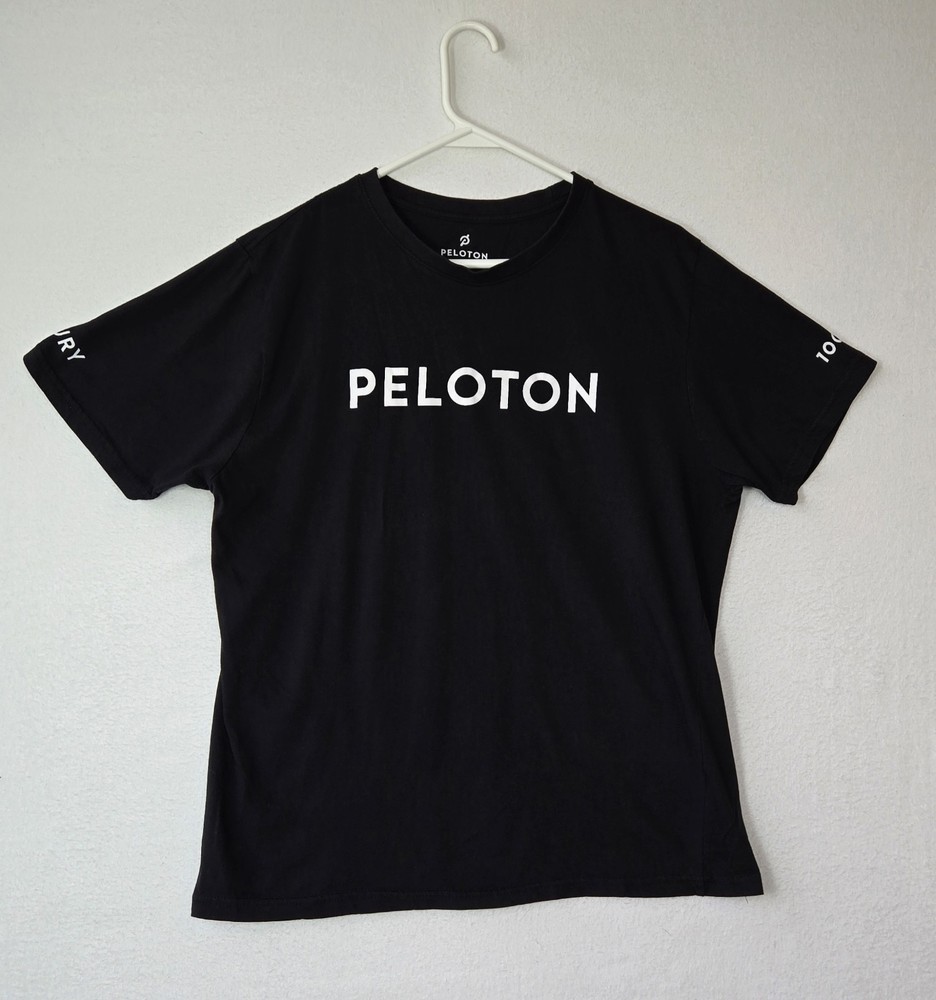 Peloton Short Sleeve T-Shirt Athletic Workout Century 100 Club Black Size Large