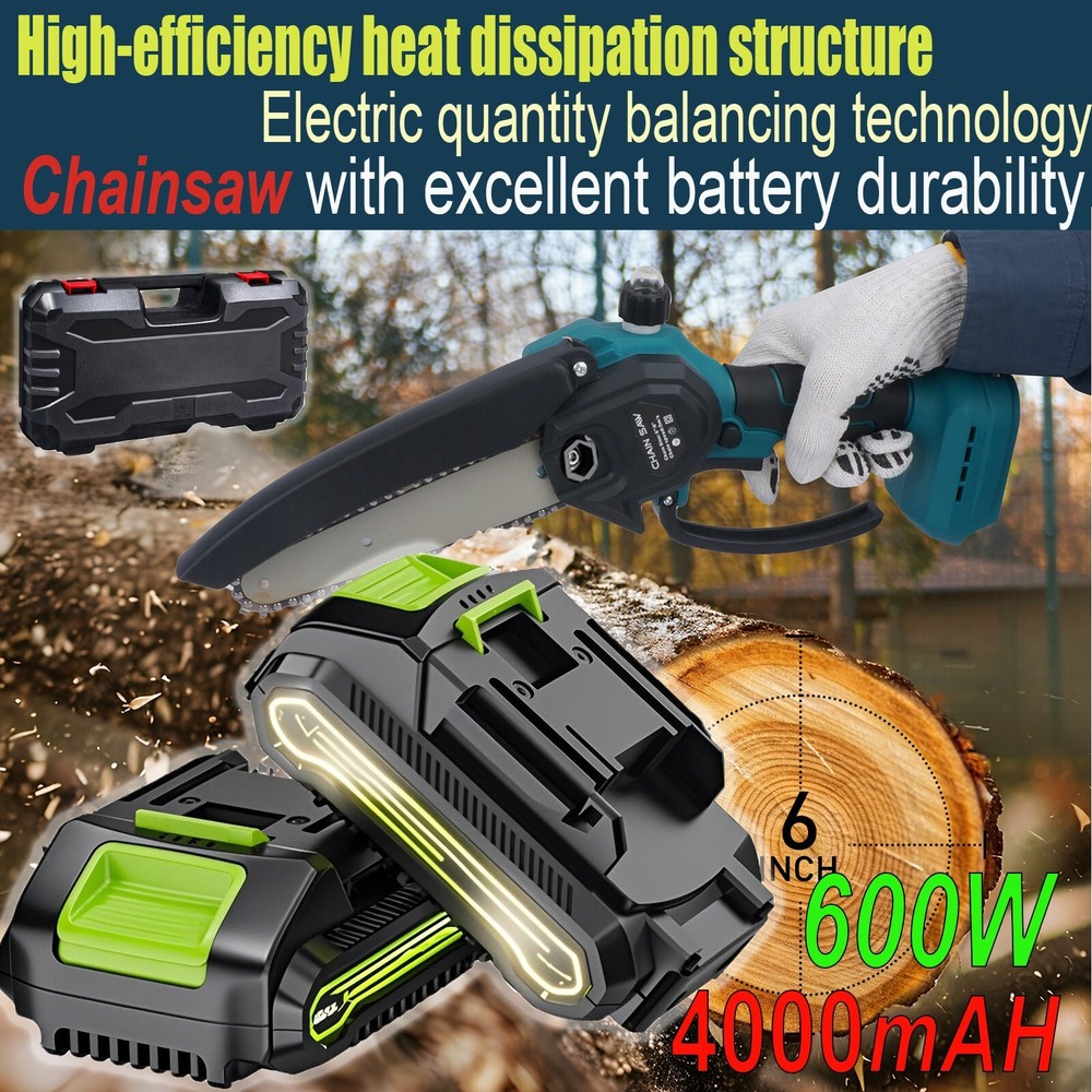 Mini Chainsaw Gift for Him - 4000mAh Cordless Quiet Yard Tool